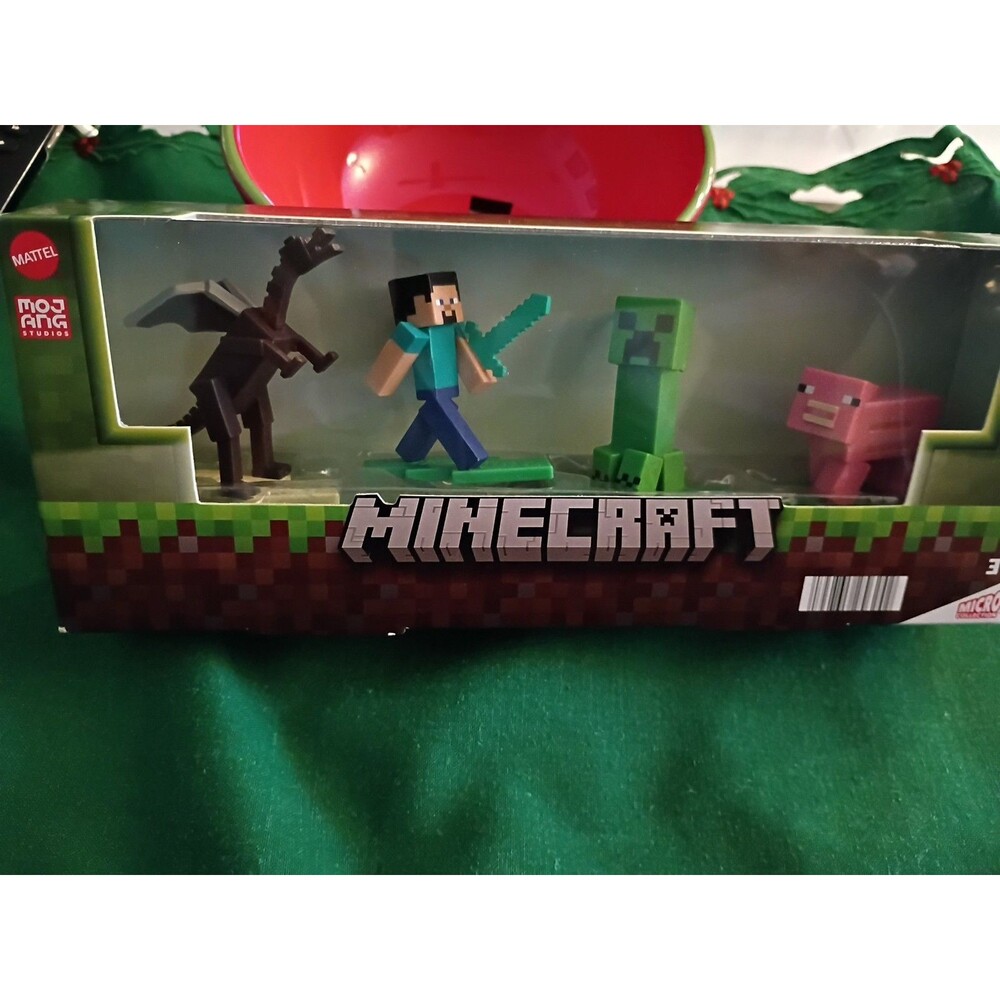 4 Pack Ender Dragon Steve Creeper Pig MINECRAFT 2023 Mattel 15 Years 15th NEW